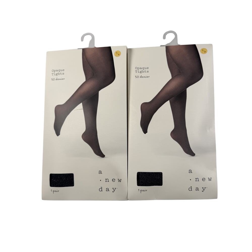 A New Day Opaque Tights Women's S/M Lot of 2 Heather Gray 50D NEW